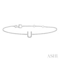 1/20 ctw Initial 'U' Round Cut Diamond Bracelet in 10K White Gold