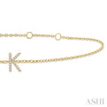 1/20 ctw Initial 'K' Round Cut Diamond Bracelet in 10K Yellow Gold