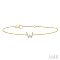 1/20 ctw Initial 'W' Round Cut Diamond Bracelet in 10K Yellow Gold