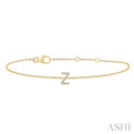 1/20 ctw Initial 'Z' Round Cut Diamond Bracelet in 10K Yellow Gold