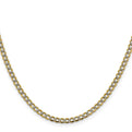 14K 24 inch 3.4mm Semi-Solid with Rhodium Pav��������� Curb with Lobster Clasp Chain