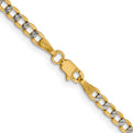14K 24 inch 3.4mm Semi-Solid with Rhodium Pav��������� Curb with Lobster Clasp Chain