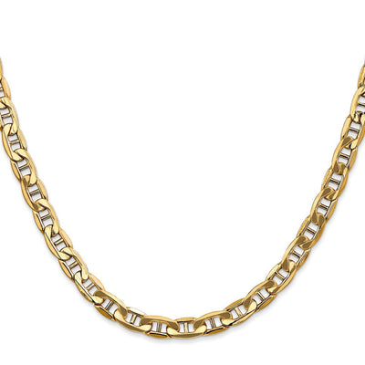 14K 24 inch 5.5mm Semi-Solid Anchor with Lobster Clasp Chain
