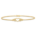 14k Polished Heart 10inch Anklet