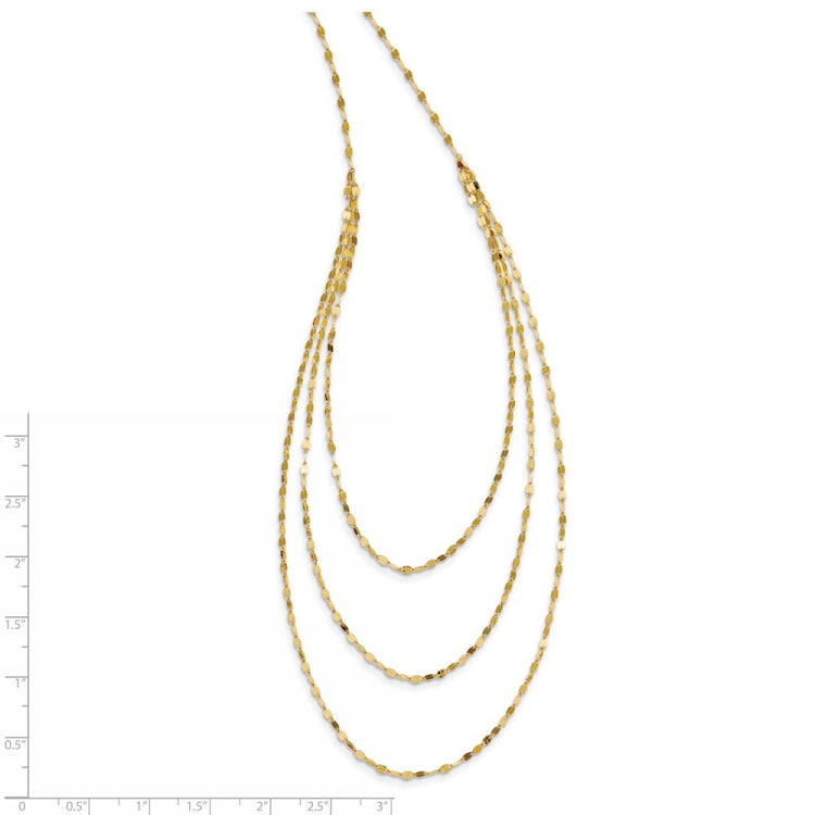 14k Polished Triple Strand Necklace