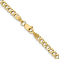 14K 18 inch 3.35mm Semi-Solid Curb with Lobster Clasp Chain