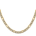 14K 24 inch 5.25mm Semi-Solid with Rhodium Pav��������� Figaro with Lobster Clasp Chain