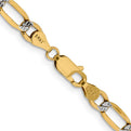 14K 24 inch 5.25mm Semi-Solid with Rhodium Pav��������� Figaro with Lobster Clasp Chain