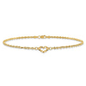 14k Diamond-cut Open Heart Rope Anklet