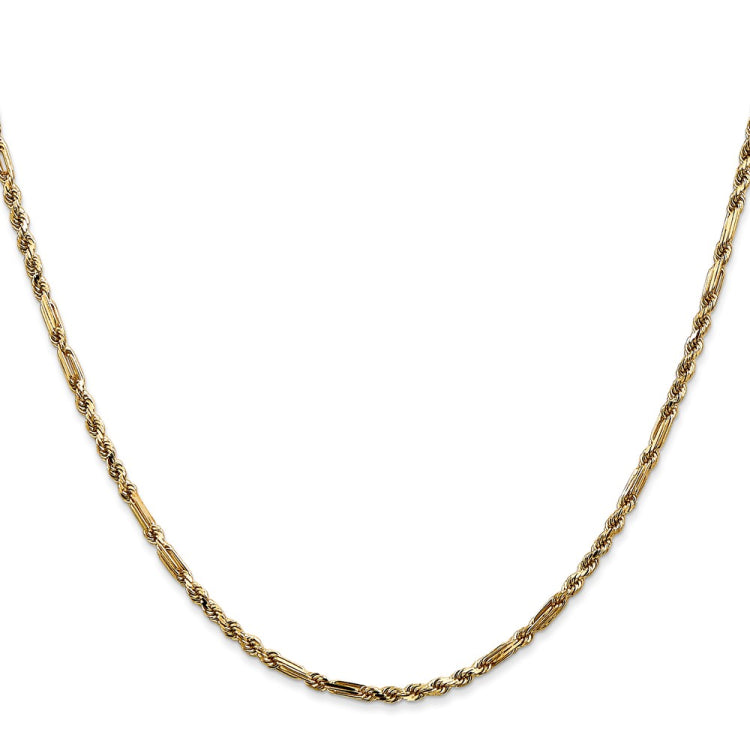 14K 24 inch 2.25mm Diamond-cut Milano Rope with Lobster Clasp Chain