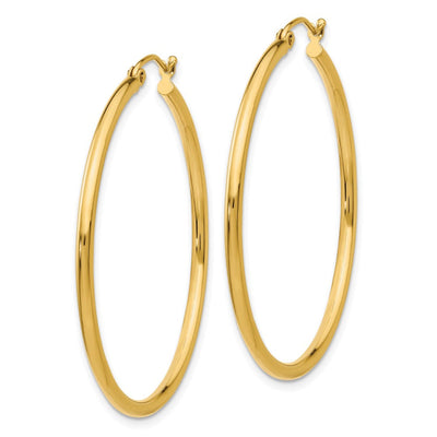 14k Polished 2x40mm Tube Hoop Earrings