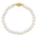 14k 5-6mm Round White Saltwater Akoya Cultured Pearl Bracelet