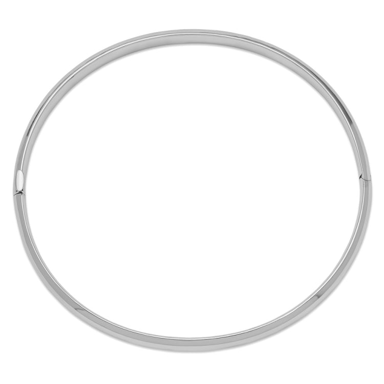 14k White Gold High Polished 4.0mm Hinged Bangle