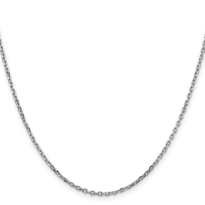 14K White Gold 18 inch 1.8mm Diamond-cut Round Open Link Cable with Lobster Clasp Chain