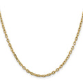 14K 24 inch 3mm Diamond-cut Round Open Link Cable with Lobster Clasp Chain