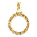 Wideband Distinguished Coin Jewelry 14k Polished Rope 18.0mm x 1.35mm Screw Top Coin Bezel Pendant