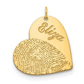 10KY Name and Fingerprint Heart Charm