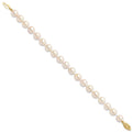 14k 7-8mm Round White Saltwater Akoya Cultured Pearl Bracelet