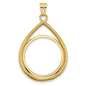 Wideband Distinguished Coin Jewelry 14k Polished Lightweight Teardrop 22.0mm Prong Coin Bezel Pendant