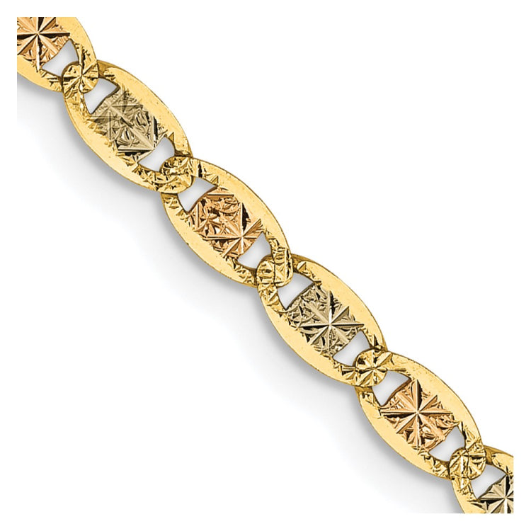 14K 24 inch 2.75mm Tri-color Pav��������� Valentino with Lobster Clasp Chain