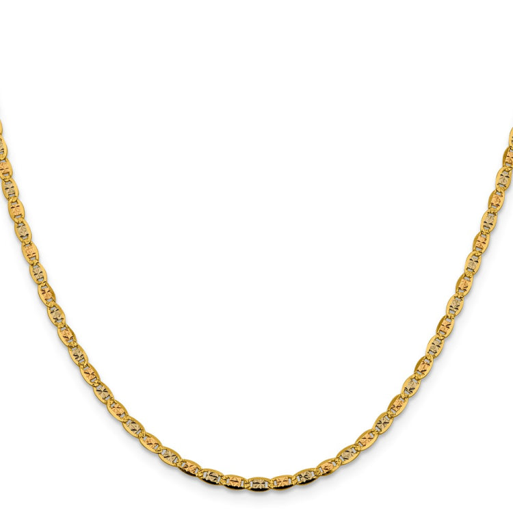 14K 24 inch 2.75mm Tri-color Pav��������� Valentino with Lobster Clasp Chain