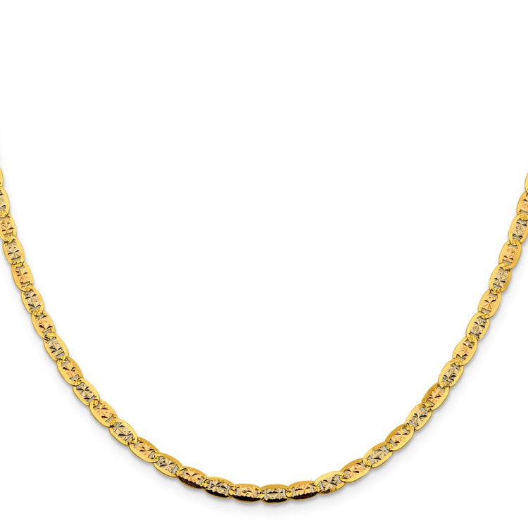 14K 24 inch 3.8mm Tri-color Pav��������� Valentino with Lobster Clasp Chain
