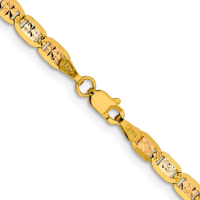 14K 24 inch 3.8mm Tri-color Pav��������� Valentino with Lobster Clasp Chain