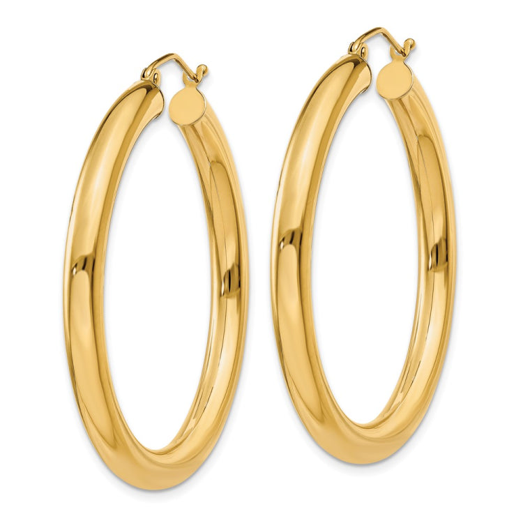 14K Polished 4mm Lightweight Tube Hoop Earrings