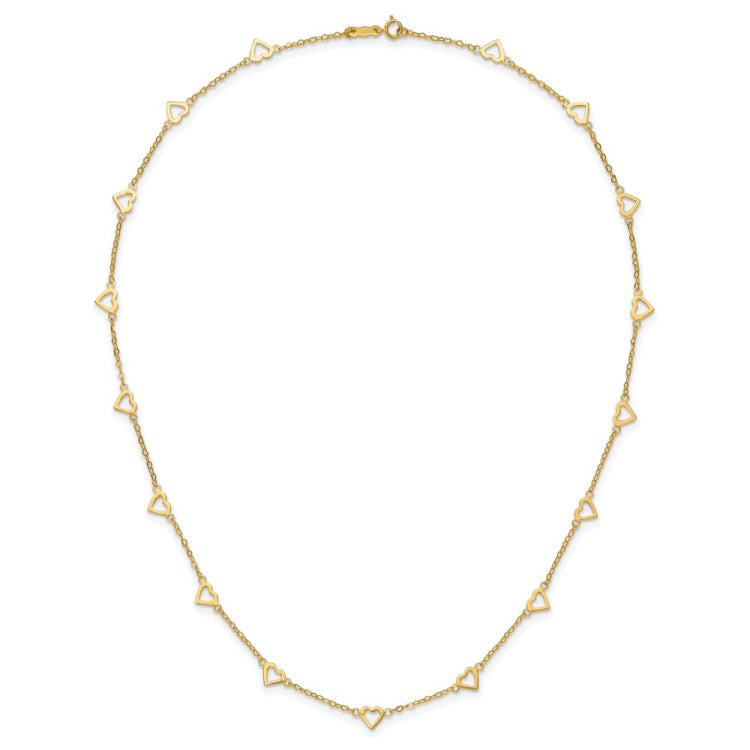 14k Polished Open Hearts on Heart Link 16in Necklace