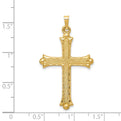 14k Hollow Fleur De Lis Cross Pendant