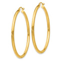 14K Polished 2.5mm Tube Hoop Earrings