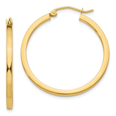 14k 2mm Square Tube Hoop Earrings