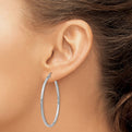 14k White Gold Polished 2x45mm Tube Hoop Earrings