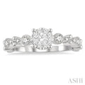 3/8 Ctw Round Shape Accentuated Shank Lovebright Diamond Cluster Ring in 14K White Gold