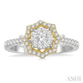1/2 ctw Star Shape Lovebright Round Cut Diamond Ring in 14K White and Yellow Gold