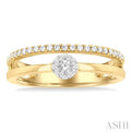 1/4 ctw Dowble Row Lovebright Round Cut Diamond Ladies Ring in 10K Yellow and White Gold
