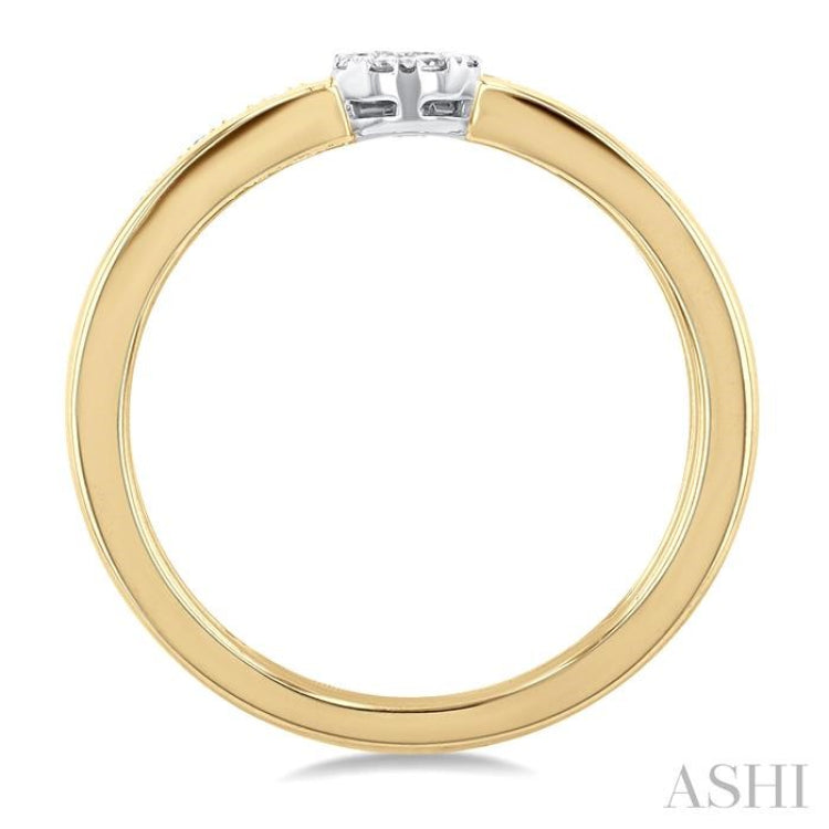 1/4 ctw Dowble Row Lovebright Round Cut Diamond Ladies Ring in 10K Yellow and White Gold