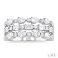 1 1/2 ctw Triple Row Multi-Cut Diamond Fashion Band in 14K White Gold