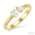 1/3 ctw Toi Et Moi Oval and Pear Cut Diamond Open Fashion Ring in 14K Yellow Gold