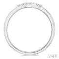 1/10 ctw Petite Reclining Cross Round Cut Diamond Stackable Fashion Ring in 10K White Gold
