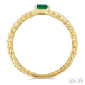 4X3MM Emerald and 1/5 ctw Single Cut Diamond Precious Split Twin Ring in 10K Yellow Gold