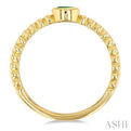 4X3MM Oval Shape Emerald and 1/5 ctw Single Cut Diamonds Precious Fashion Split Twin Ring in 10K Yellow Gold