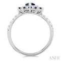 3/8 ctw Floral 6X4 MM Pear & 1.5 MM Round Cut Sapphire and Round Cut Diamond Precious Ring in 14K White Gold