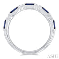 1/5 ctw Art Deco 4X2 MM Baguette Cut Sapphire and Round Cut Diamond Precious Band in 14K White Gold