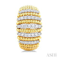 1/2 ctw Dome Shape Rope Bead Round Cut Diamond Fashion Hoop Earring in 14K Yellow Gold