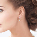 1 7/8 ctw East West Oval Cut Diamond Fashion Hoop Earring in 14K White Gold