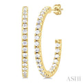 1/3 Ctw French Pave Set Round Cut Diamond Fashion Half Hoop Earring in 14K Yellow Gold