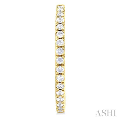 1/3 Ctw French Pave Set Round Cut Diamond Fashion Half Hoop Earring in 14K Yellow Gold