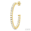 1/3 Ctw French Pave Set Round Cut Diamond Fashion Half Hoop Earring in 14K Yellow Gold