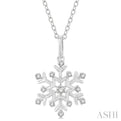 1/10 ctw Petite Snowflake Round Cut Diamond Fashion Pendant With Chain in 10K White Gold